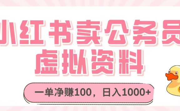 小红书卖公务员虚拟资料,一单净赚100,日入1000+