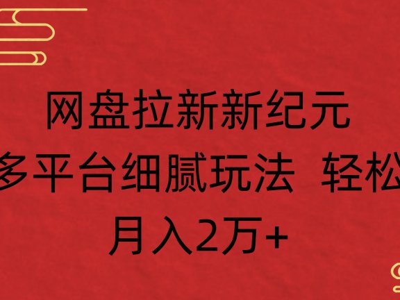 网盘拉新新纪元多平台细腻玩法 轻松月入2万+